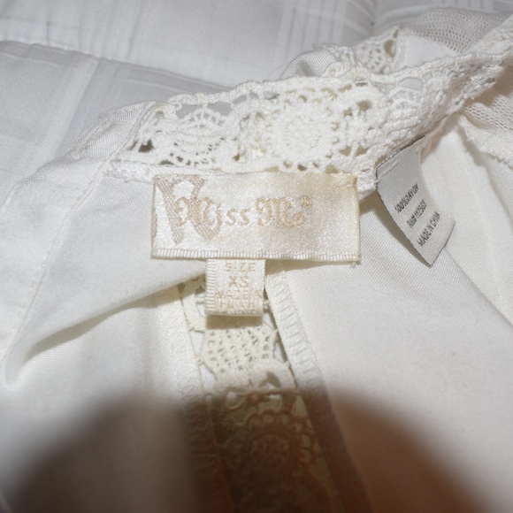 Miss Me White Lace Mesh Detail Victorian Blouse XS - Picture 5 of 5